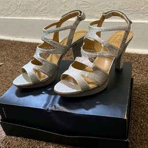 Dianna Silver Glitter Strapped Heel